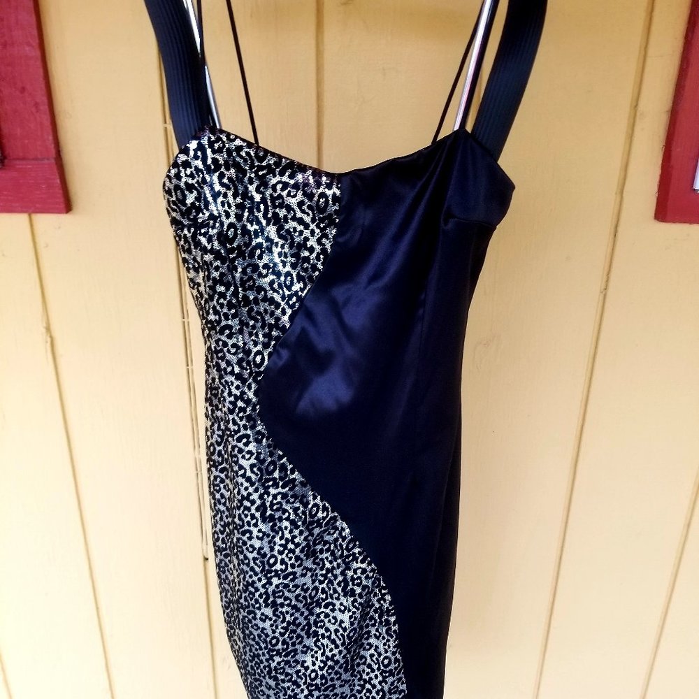 BLACK & SILVER SPAGHETTI STRAP PARTY DRESS